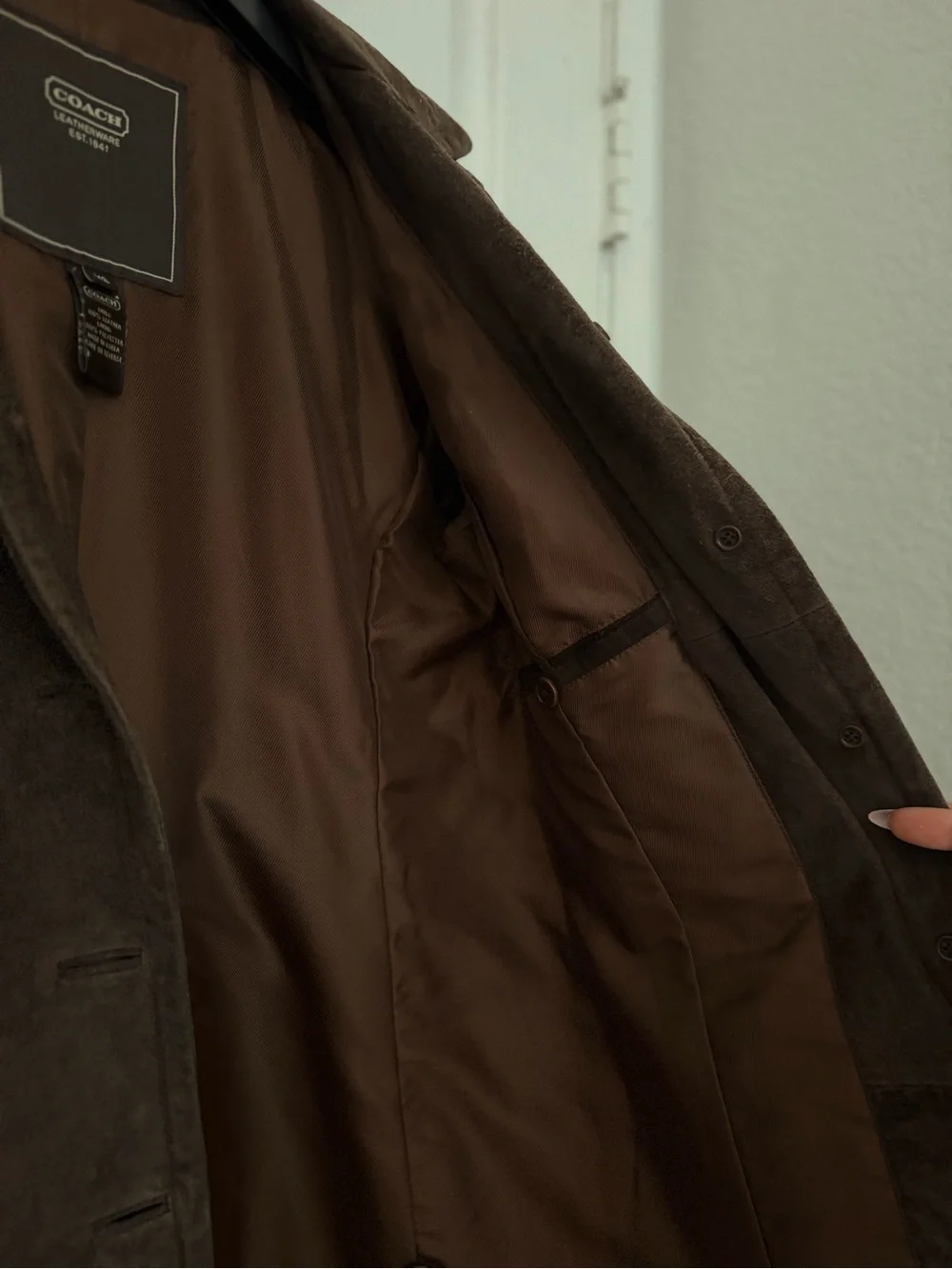 Coach Women's Brown Suede Button-Front Jacket